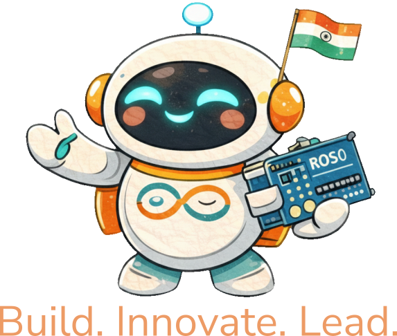 Robot mascot holding Arduino board